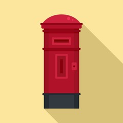 Red street post box icon. Flat illustration of red street post box vector icon for web design