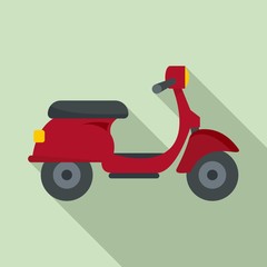 Red scooter delivery icon. Flat illustration of red scooter delivery vector icon for web design