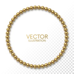 Golden balls in the form of circle frame on white background with place for your content