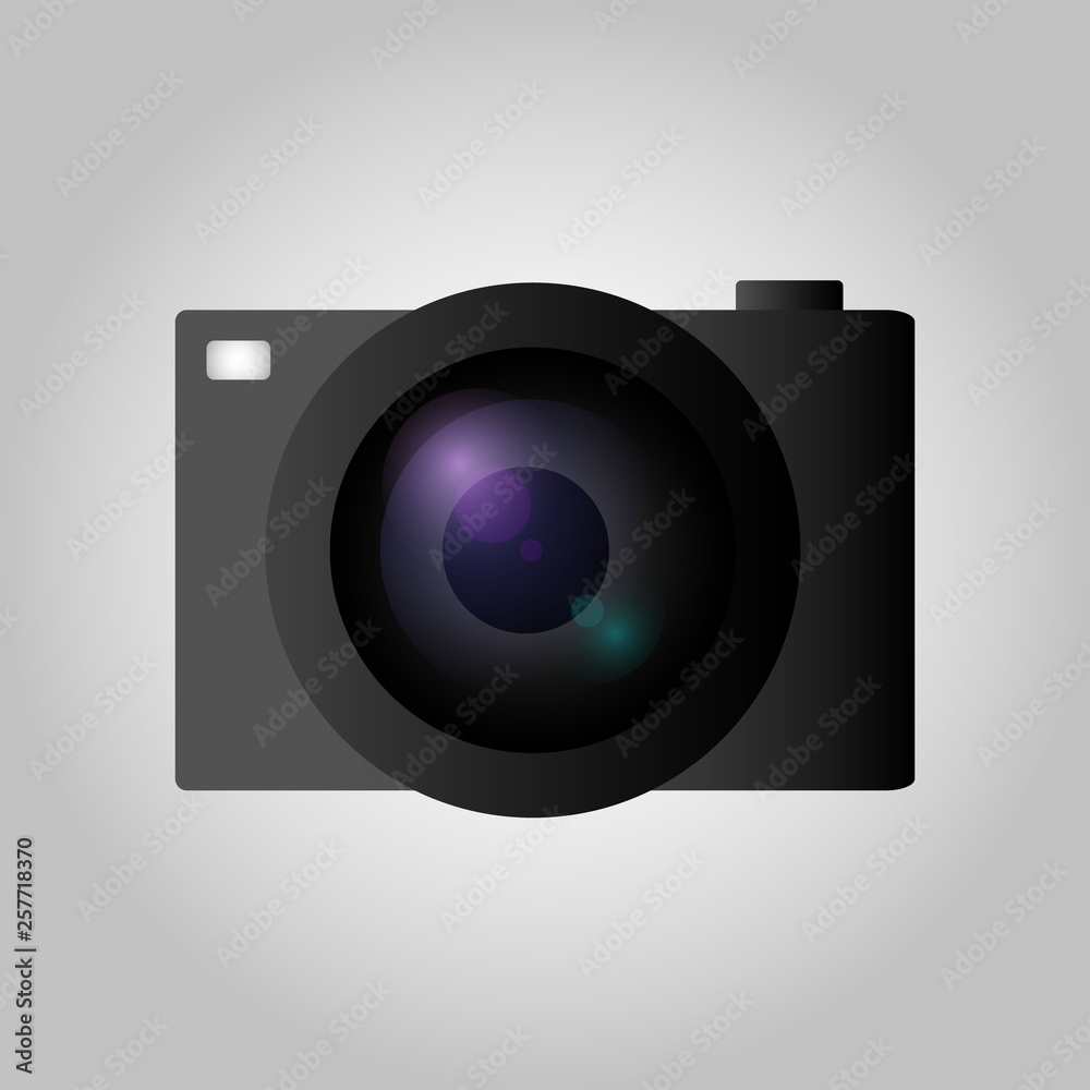 Fototapete camera in flat style. camera with a lens. camera with flash.