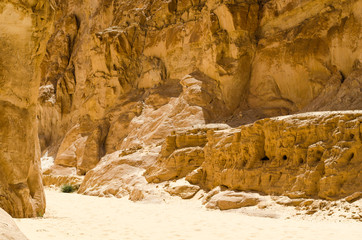 high rocky mountains in canyon in Egypt Dahab South Sinai