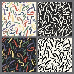 Back to school, doodle backgrounds set, seamless numbers patterns, basis for your design, warpping design, grunge for cards, posters, invitations, greeting cards, scrapbooking graphics