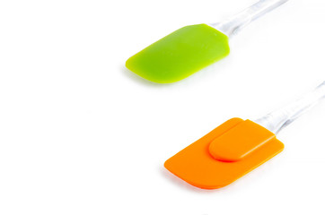 Silicone spatula for cooking on an isolated white background