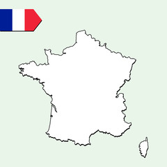 France map with national flag 