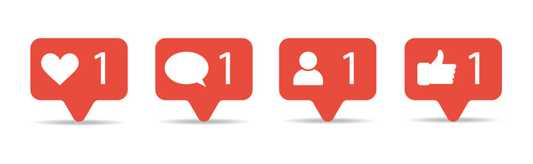 Icons from social networks. Notifications and messages.