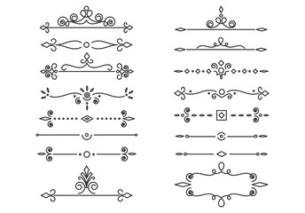 Set of decorative elements for design. Vector, vintage, antique style.