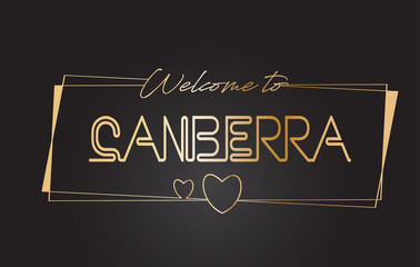 Obraz premium Canberra Welcome to Golden text Neon Lettering Typography Vector Illustration.