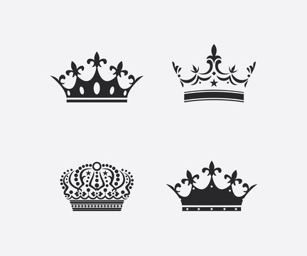 Collection crown icon. four crown flat style isolated