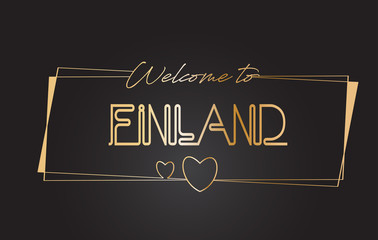 Finland Welcome to Golden text Neon Lettering Typography Vector Illustration.
