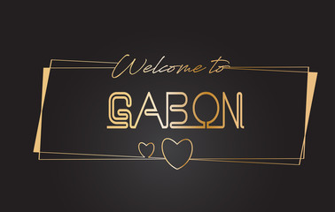Gabon Welcome to Golden text Neon Lettering Typography Vector Illustration.