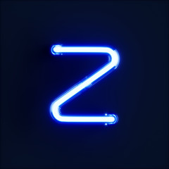 Neon light alphabet character Z font