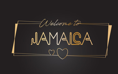 Jamaica Welcome to Golden text Neon Lettering Typography Vector Illustration.