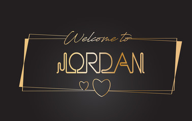 Jordan Welcome to Golden text Neon Lettering Typography Vector Illustration.