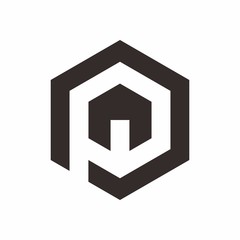 P logo initial letter with house shape inside design template vector illustration