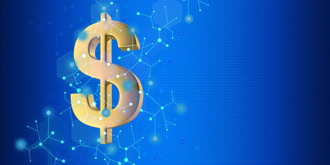 US currency Symbol on blue Background