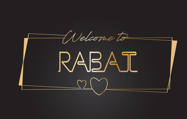Rabat Welcome to Golden text Neon Lettering Typography Vector Illustration.