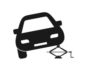 The icon of the car raised by a jack.