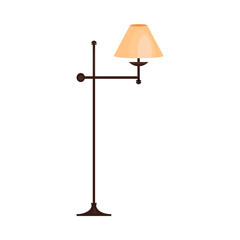 Stand lamp. Lampshade, pole, furniture, floor. Vector illustration can be used for topics like interior design, light, home decor