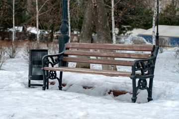 Park bench in winter