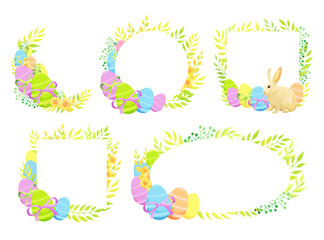 Happy Easter frame template set. 