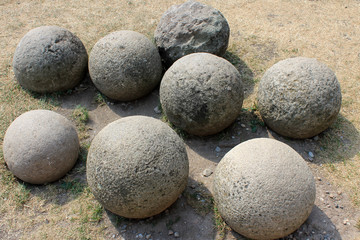 Ancient cannonballs on the ground