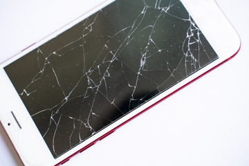 Smartphone screen cracked mobile fix shop concept