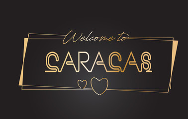 Obraz premium Caracas Welcome to Golden text Neon Lettering Typography Vector Illustration.