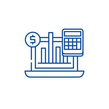 recommend clip art: Business indicators line concept icon. Business indicators flat  vector website sign, outline symbol, illustration.
