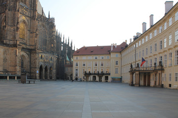 Fototapeta premium Prague castle parade square without people in the Czech Republic