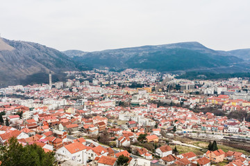 Naklejka na ściany i meble Mostar Panorama, Bosnia and Herzegovina