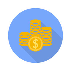 Money symbol icon on white background with shadow. 