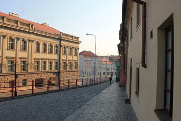Obraz premium Prague street Czech Republic clear summer morning