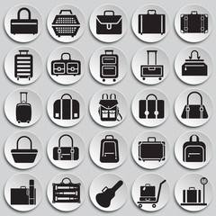 Cases icons set on plates background for graphic and web design. Simple vector sign. Internet concept symbol for website button or mobile app.