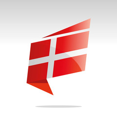 New abstract Denmark flag origami logo icon button label vector