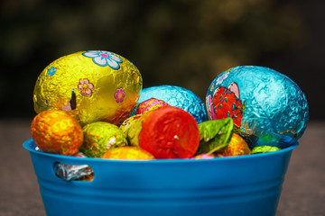 easter eggs in a basket