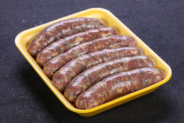 Raw lamb sausages