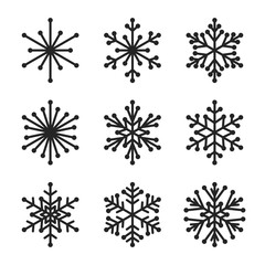 Set of snowflake on white background