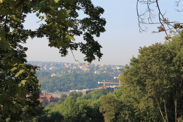 Panorama of Prague from the height of Petrin hill, Czech Republic