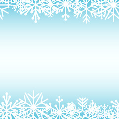 Fototapeta na wymiar Decorative snowflake on white blue gradation background
