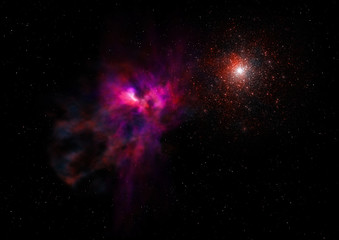 Small part of an infinite star field. 3D rendering