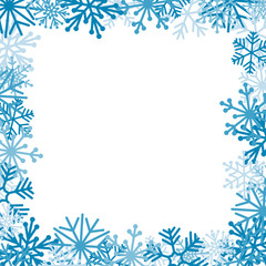 Fototapeta na wymiar Square frame with snowflakes on white background