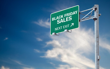 3D rendering highway sign and message about black friday sales