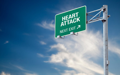3D rendering highway sign and message about heart attack