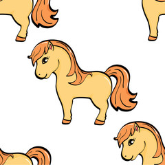 Seamless background, animal object. A horse, a pony.