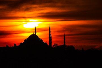 suleymaniye mosque at sunset