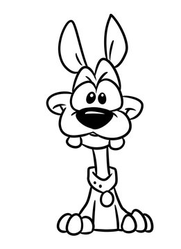 Dog funny animal character  cartoon illustration isolated image coloring page