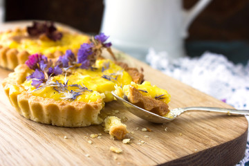  tartalets with lemon curd  nuts and berry