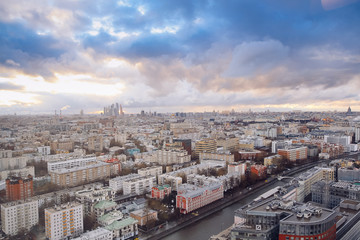 Aerial Moscow city panorama