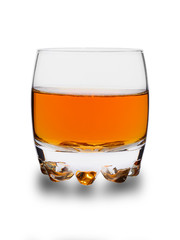 glass of whisky with shadow isolated on a white background