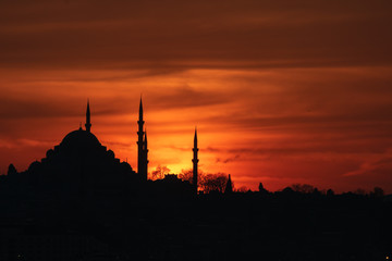 suleymaniye mosque at sunset